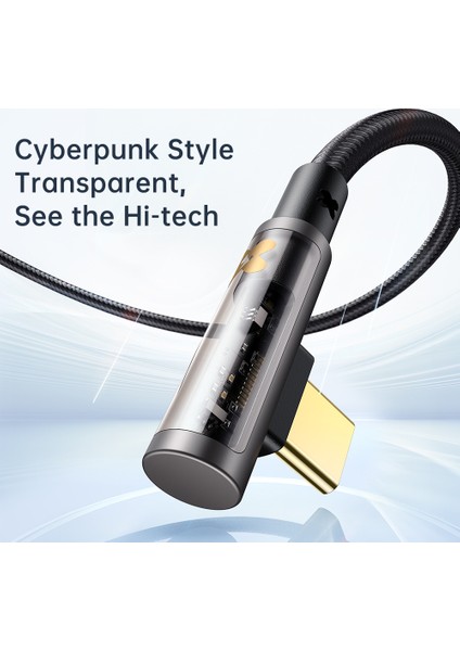 Mdd 1 2 M Usb A'dan Type C'ye 90 Derece Dirsek Veri Kablosu 6A Hızlı Şarj Şeffaf Kablo (Yurt Dışından) fiyatları