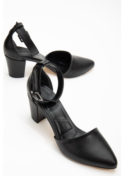 Lottis Siyah Cilt Detaylı Topuklu Kadın Ayakkabı modelleri