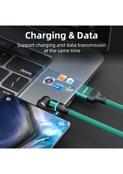 2m Manyetik Telefon Şarj Kablosu 3A Usb'den Ip'ye Tip C Mikro USB Naylon Örgülü Veri Kablosu LED Işıklı (Yurt Dışından)