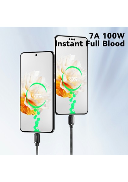 100W 7A Hızlı Şarj Kablosu Usb A'dan Tip C Manyetik Veri Kablosuna (Yurt Dışından)
