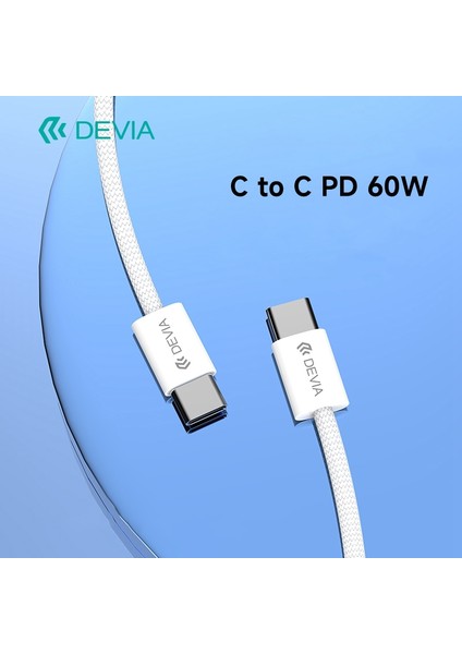 Devıa Smart Serisi EC325 1m Tip C'den Tip C'ye Pd 60W Veri Kablosu Hızlı Şarj Dokuma Kablo (Yurt Dışından) fiyatları