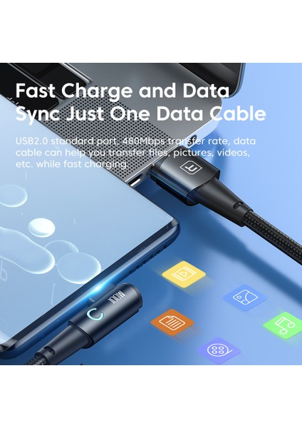Usb A'dan Type C'ye Veri Kablosu 1m Dik Açı 100W Şarj Kablosu (Yurt Dışından)