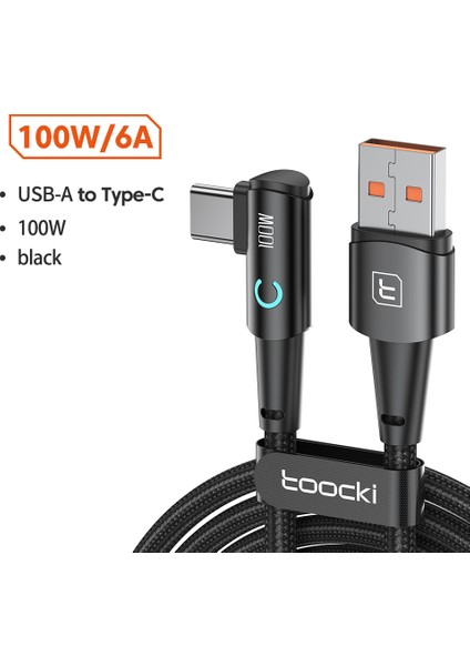 Usb A'dan Type C'ye Veri Kablosu 1m Dik Açı 100W Şarj Kablosu (Yurt Dışından)