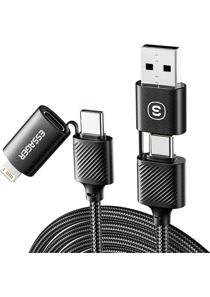 Starlink 1m 65W 4'ü 1 Arada Veri Kablosu Usb A Type C Type C 6 Pinli Telefon Şarj Kablosu (Yurt Dışından)