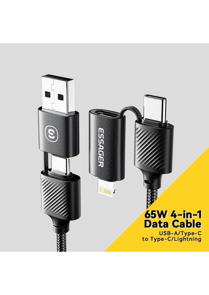 Starlink 1m 65W 4'ü 1 Arada Veri Kablosu Usb A Type C Type C 6 Pinli Telefon Şarj Kablosu (Yurt Dışından)