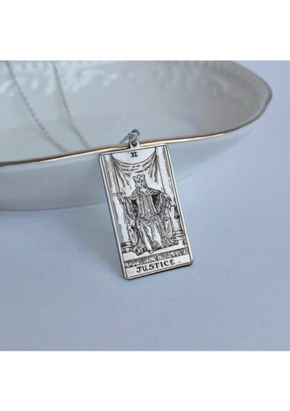 Gümüş 925 Ayar Gümüş Tarot Adalet Kolye 925 Ayar fiyatları