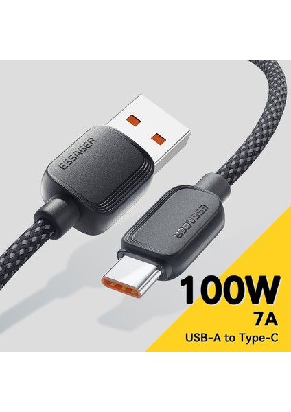 3m A-C 7A 100W Hızlı Şarj Veri Kablosu Usb-A - Type-C Örgülü Tpe Kablosu - Siyah (Yurt Dışından) fırsatları