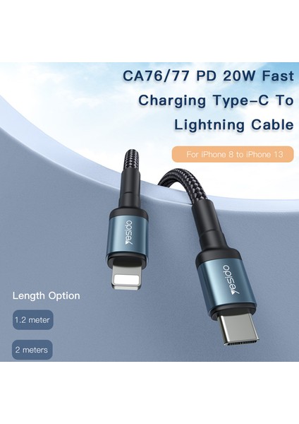 Pd 20W Type C Lightning Şarj Kablosu 1 2 M Örgülü Veri Kablosu (Yurt Dışından)
