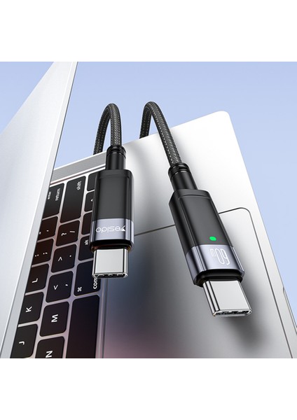 Pd 60W Otomatik Kapanma Şarj Kablosu Usb C Usb C Örgülü Cep Telefonu Veri Kablosu (Yurt Dışından)