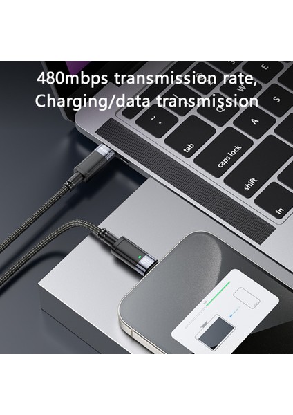 Pd 60W Otomatik Kapanma Şarj Kablosu Usb C Usb C Örgülü Cep Telefonu Veri Kablosu (Yurt Dışından)