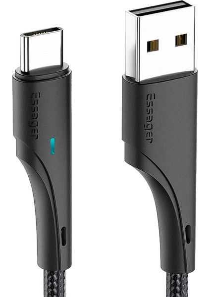 2m LED Işık Usb'den C Tipi Kabloya 3A Hızlı Şarj 480MBPS Iletim Kablosu (Yurt Dışından)