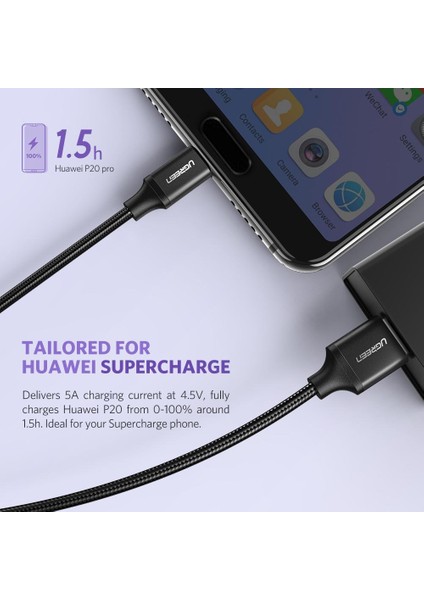 USB C Şarj Kablosu 5A Huawei Supercharge İçin Hızlı Şarj Örgülü Kablo Iletim Veri Kablosu (Yurt Dışından)