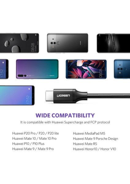 USB C Şarj Kablosu 5A Huawei Supercharge İçin Hızlı Şarj Örgülü Kablo Iletim Veri Kablosu (Yurt Dışından)