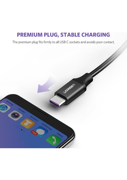 USB C Şarj Kablosu 5A Huawei Supercharge İçin Hızlı Şarj Örgülü Kablo Iletim Veri Kablosu (Yurt Dışından)