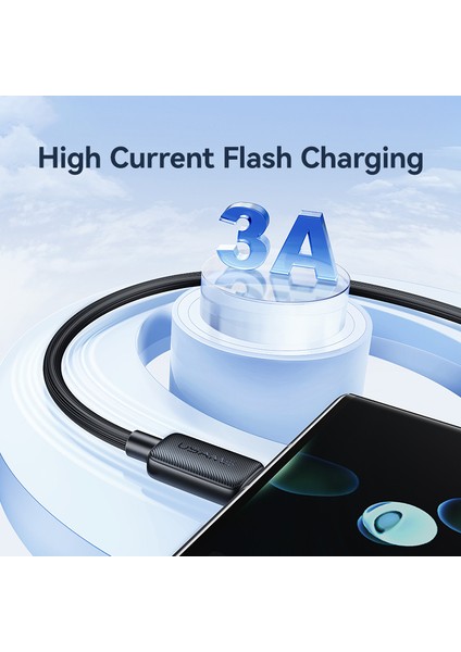 3m Usb'den Type C'ye 3A Telefon Şarj Kablosu Çizgili Veri Kablosu (Yurt Dışından)