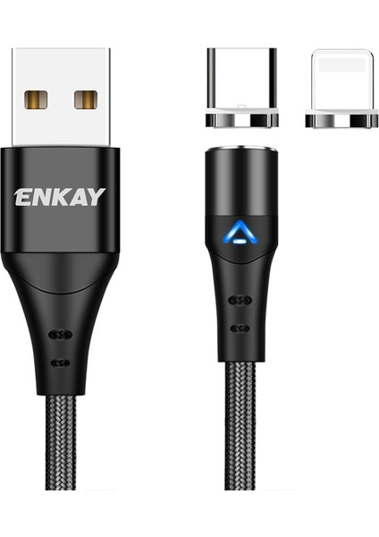 1m Manyetik 3A Hızlı Şarj Kablosu 2'si 1 Arada Usb'den 8 Pim'e + Type C Veri Kablosu (Yurt Dışından)