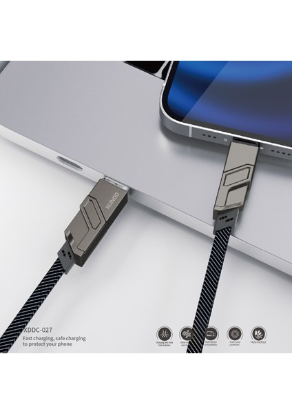 1 5 M Usb+Type C+Ip+Mikro USB Şarj Kablosu Kablosu (Yurt Dışından)