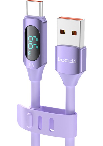 1 M Usb'den Type C'ye 6A Dijital Ekranlı Sıvı Silikon Veri Kablosu (Yurt Dışından)