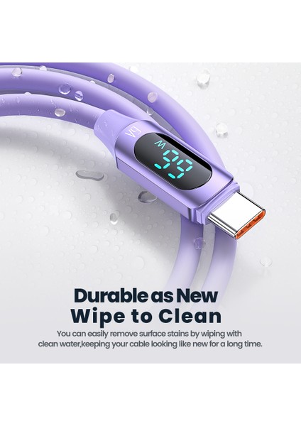 1 M Usb'den Type C'ye 6A Dijital Ekranlı Sıvı Silikon Veri Kablosu (Yurt Dışından) fırsatları