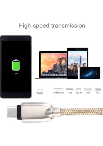 Htc 10 lg G5 İçin Çinko Alaşımlı Tip C USB Veri Senkronizasyon Örgülü Şarj Kablosu 1 M Altın (Yurt Dışından) indirimleri