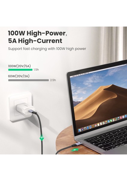 1m 100W Pd Hızlı Şarj USB C'den Tip C'ye Cep Telefonu Dizüstü Bilgisayar İçin Alüminyum Kabuk Örgülü Veri Kablosu (Yurt Dışından) fiyatları