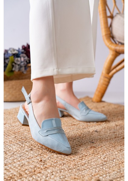 Bert Bebe Mavisi - Sivri Burun Alçak Topuklu Kadın Ayakkabı