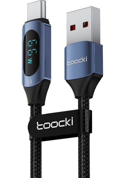 1m 6A Usb C Veri Kablosu Dijital Ekran Örgülü Şarj Kablosu (Yurt Dışından)