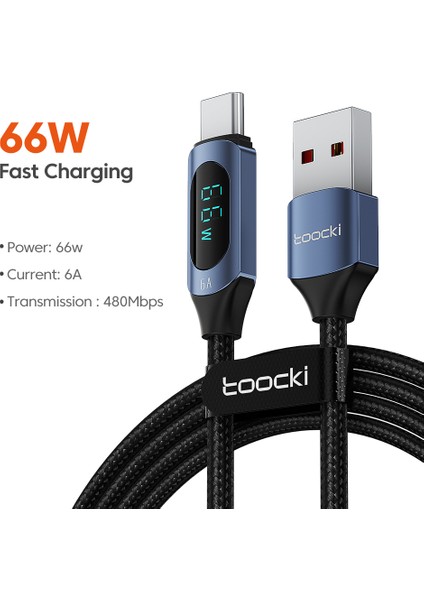 1m 6A Usb C Veri Kablosu Dijital Ekran Örgülü Şarj Kablosu (Yurt Dışından) fiyatları