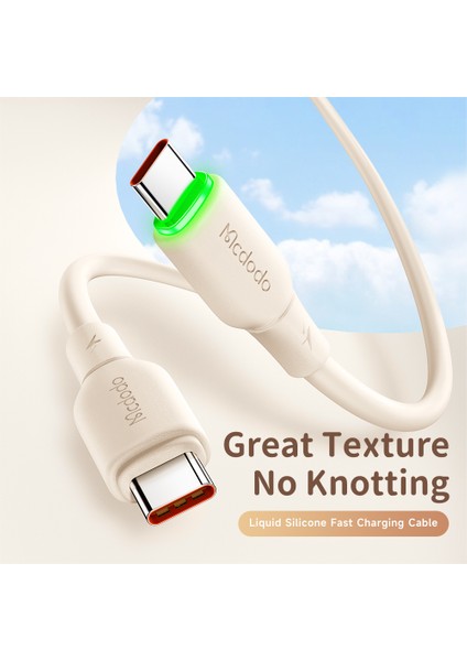 1 2 M Type C Type C Hızlı Şarj Kablosu Silikon 65W Telefon Şarj Kablosu Bej (Yurt Dışından)