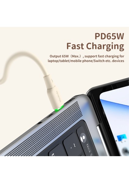 1 2 M Type C Type C Hızlı Şarj Kablosu Silikon 65W Telefon Şarj Kablosu Bej (Yurt Dışından)