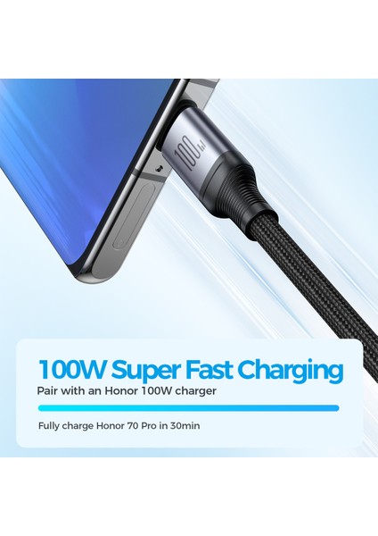 1 2 M 3'ü 1 Arada Şarj Kablosu 100 W Naylon Örgülü Usb A Ip+Type C+Mikro Hızlı Şarj Kablosu (Yurt Dışından)
