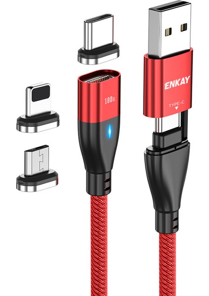6'sı 1 Arada 2m Pd 100W Manyetik Şarj Kablosu Tip C Usb A Ip Tip C Mikro USB Telefon Veri Kablosu (Yurt Dışından)
