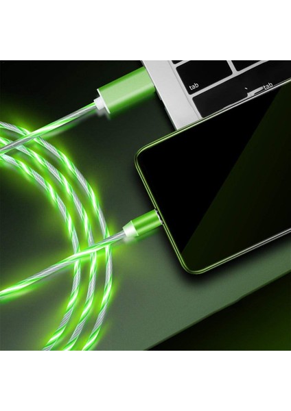 Samsung Sony Huawei Vb. İçin Akan LED Manyetik Tip C Şarj Kablosu (Yurt Dışından) fiyatları