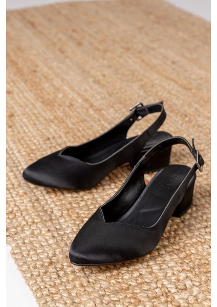 Valentina Siyah Saten Topuklu Kadın Ayakkabı modelleri
