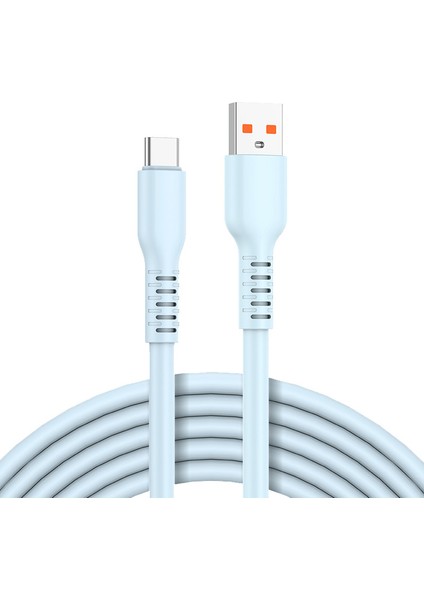 1m Usb'den Type C'ye 6A Yüksek Akım Hızlı Şarj Kablosu Şeker Renkli Silikon Veri Kablosu (Yurt Dışından)