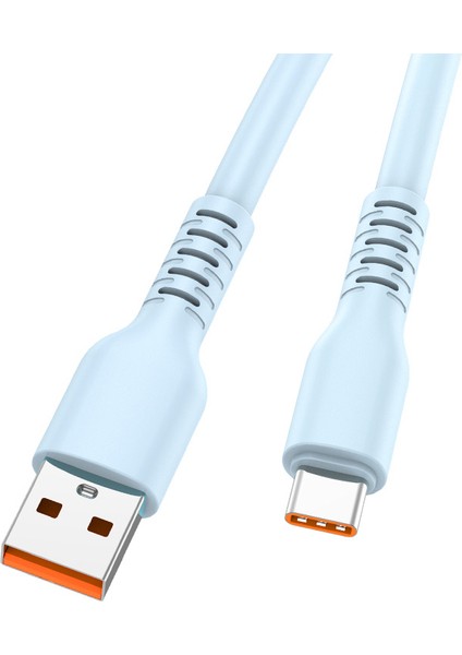 1m Usb'den Type C'ye 6A Yüksek Akım Hızlı Şarj Kablosu Şeker Renkli Silikon Veri Kablosu (Yurt Dışından)