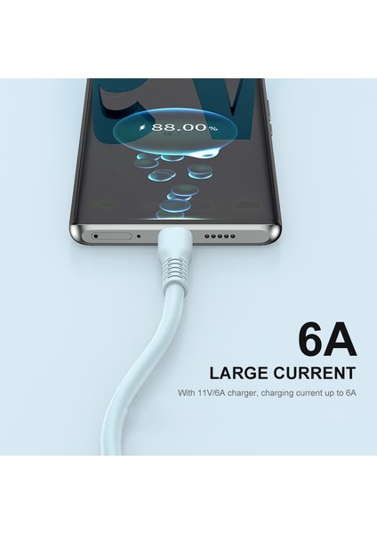1m Usb'den Type C'ye 6A Yüksek Akım Hızlı Şarj Kablosu Şeker Renkli Silikon Veri Kablosu (Yurt Dışından)