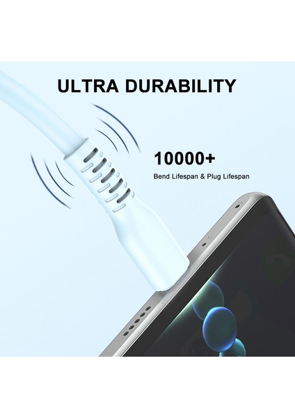 1m Usb'den Type C'ye 6A Yüksek Akım Hızlı Şarj Kablosu Şeker Renkli Silikon Veri Kablosu (Yurt Dışından)