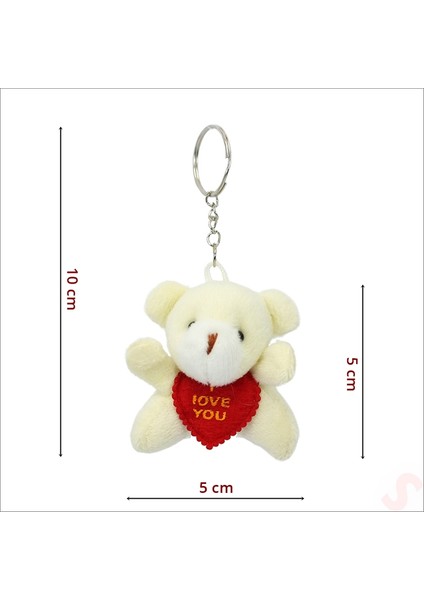 Süsle Bebek ve Parti Pelüş Ayıcık Anahtarlık Love You, 5 cm x 5 cm - Beyaz