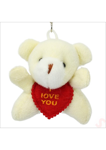 Süsle Bebek ve Parti Pelüş Ayıcık Anahtarlık Love You, 5 cm x 5 cm - Beyaz