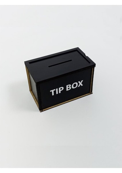 Ahşap Siyah Tip Box Kumbara ve Bahşiş Kutusu Tipbox