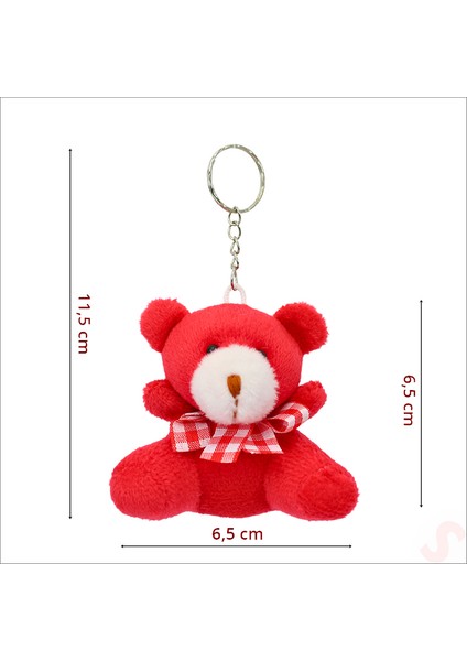 Pelüş Ayıcık Anahtarlık, 6,5 cm x 6,5 cm - Kırmızı fiyatları