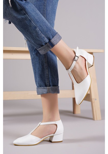 Jane Beyaz Cilt Topuklu Ayakkabı fiyatları