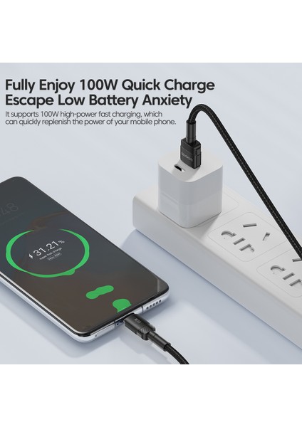 1m 100W Veri Kablosu Usb'den Type C'ye Hızlı Şarj Kablosu (Yurt Dışından) fiyatları