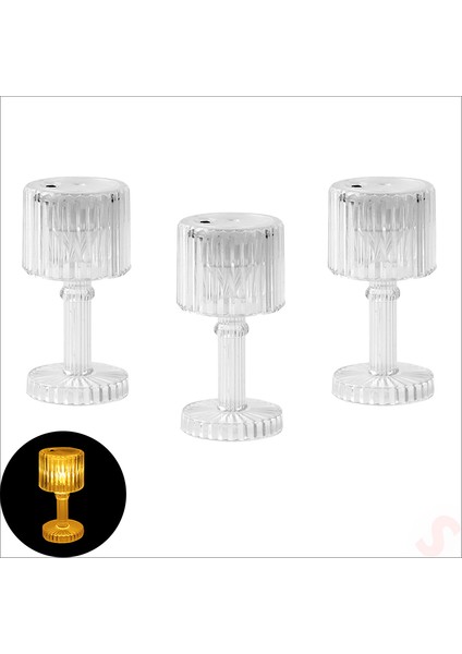 Retro Mini Masa Lambası Pilli LED Işık, 8,5cm x 4cm x 3 Adet