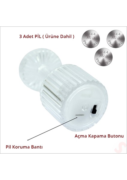 Retro Mini Masa Lambası Pilli LED Işık, 8,5cm x 4cm x 3 Adet modelleri