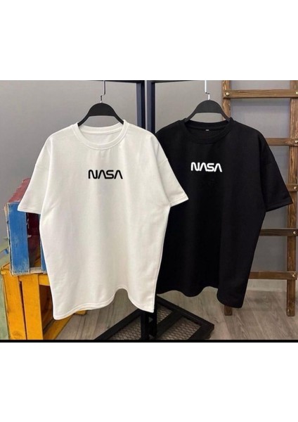 Moda Wear Unısex Nasa Baskılı Pamuklu Slim Fit 2li T-Shirt