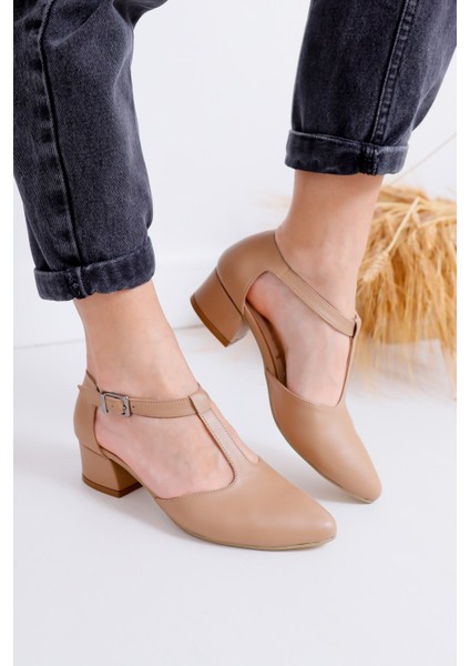 Jane Topuklu Vizon Cilt Ayakkabı modelleri