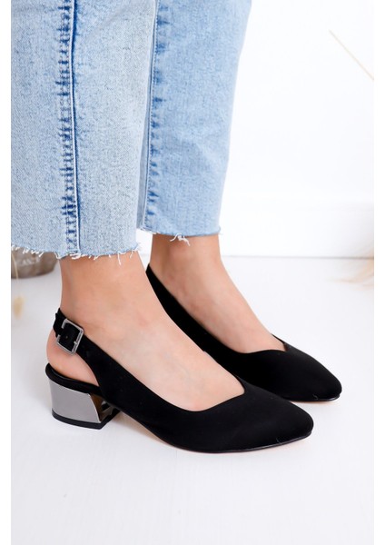 Valentina Topuklu Siyah B Detay Ayakkabı