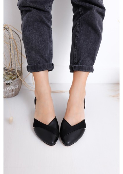 Leslie Topuklu Siyah Cilt- Ayakkabı